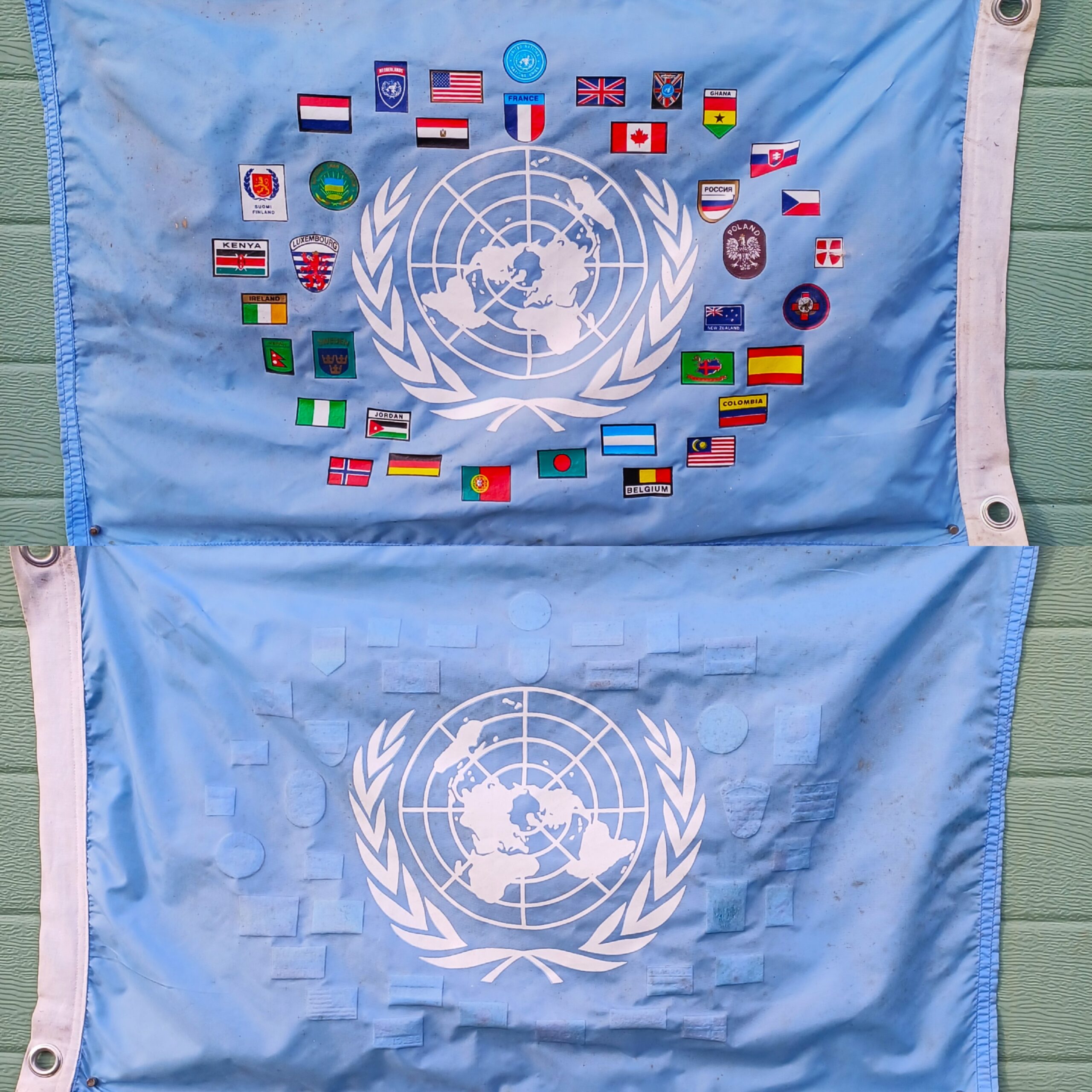 Drapeau de l´ ONU, Organisation des Nations Unies, Guerre de Yougoslavie entre Croatie et Bosnie Herzégovine.